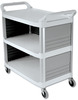 A Picture of product RCP-4093CRE Rubbermaid® Commercial Xtra™ Utility Cart, 300lb Cap, 3-Shelf, 20w x 40d 5/8 x 37 4/5h, Off-White