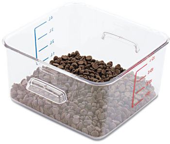 Rubbermaid® Commercial SpaceSaver Square Containers, 4qt, 8 4/5w x 8 3/4d x 4 3/4h, Clear
