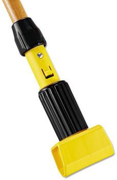 Gripper® Clamp Style Wet Mop Handle, Plastic Yellow Head, Hardwood Handle