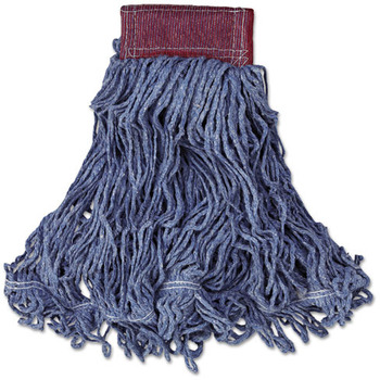 Super Stitch® Blend Mop.  Looped End.  Large.  Cotton/Synthetic Blend.  5" Red Headband.  Blue Color.