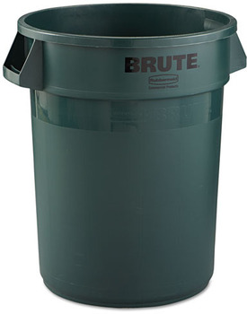 Rubbermaid® Commercial Round Brute® Container, Plastic, 32gal, Dark Green