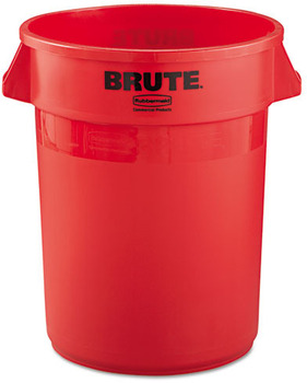 Rubbermaid® Commercial Round Brute® Container, Round, Plastic, 32gal, Red