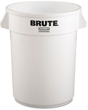 Rubbermaid® Commercial Round Brute® Container, Round, Plastic, 32gal, White