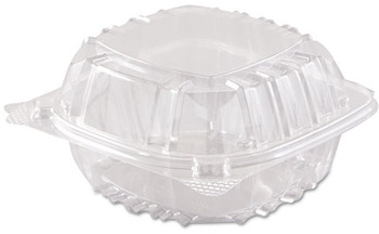 ClearSeal® Hinged Lid Containers.  6" Sandwich.  6.0" L x 5.8" W x 3.0" H.  19.8 fl. oz.  Clear.  125 Containers/Sleeve.