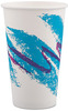 A Picture of product SLO-316JZJ SOLO® Cup Company Jazz® Paper Hot Cups, 16oz, Polycoated, White/Green/Purple, 5000/Carton