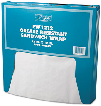 Bagcraft Papercon® Grease-Resistant Paper Wrap/Liners,  12 x 12, White, 1000/Box, 5 Boxes/Carton