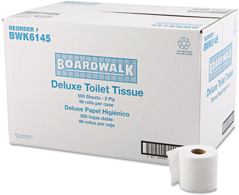 96 Rolls Boardwalk 6145 Standard 2-Ply Toilet Paper Rolls 