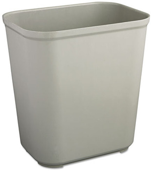 Rubbermaid® Commercial Fire Resistant Wastebasket, Rectangular, Fiberglass, 7gal, Gray