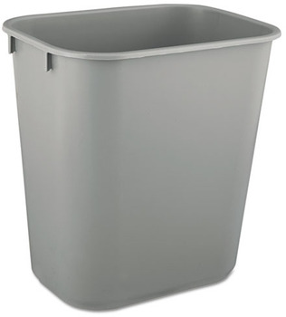 Rubbermaid® Commercial Deskside Plastic Wastebasket, Rectangular, 3.5gal, Gray
