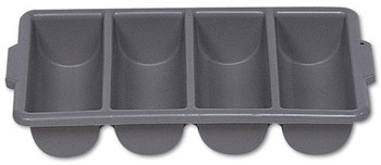 Rubbermaid® Commercial Cutlery Bin, 4 Compartments, Plastic, Gray
