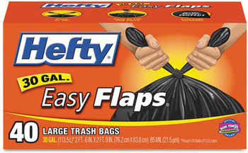 Hefty® Easy Flaps® Trash Bags, 30gal, Black, 40/Box, 240/Case