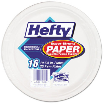 Hefty® Super Strong Paper Dinnerware, 10 1/8" Plate, Bagasse, 16/Pack