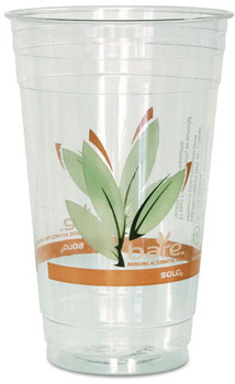 SOLO® Cup Company Bare® Eco-Forward® RPET Cold Cups, Leaf Design, 24 oz, 50/Pack, 12 Packs/Carton