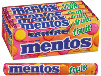 Mentos® Chewy Mints, 1.32 oz, Mixed Fruit, 15 Rolls/Box