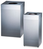 A Picture of product RCP-SR14EPLSM Rubbermaid® Commercial Designer Line™ Silhouettes Waste Receptacle, Steel, 25 gal, Silver Metallic