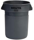 Rubbermaid® Commercial Round Brute® Container,  Executive Series, Plastic, 32 gal, Black, 6/Carton