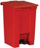A Picture of product 972-662 Rubbermaid® Commercial Indoor Utility Step-On Waste Container, Square, Plastic, 12gal, Red