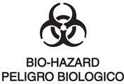 Decals.  English/Spanish Label "Bio Hazard".  7" x 10".