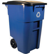 Rubbermaid® Commercial Square Brute® Recycling Rollout Container, Square, 50gal, Blue