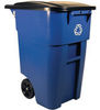 A Picture of product RCP-687619434 Rubbermaid® Commercial Square Brute® Recycling Rollout Container, Square, 50gal, Blue