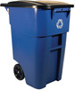 A Picture of product RCP-687619434 Rubbermaid® Commercial Square Brute® Recycling Rollout Container, Square, 50gal, Blue