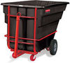 A Picture of product RCP-102641BLA Rubbermaid® Commercial Heavy-Duty Duty Rotomolded Plastic Towable/Trainable Tilt Truck with 2,100 lb Capacity. 92.00 X 44.00 X 51.00 in. Black.