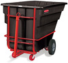 A Picture of product RCP-102641BLA Rubbermaid® Commercial Heavy-Duty Duty Rotomolded Plastic Towable/Trainable Tilt Truck with 2,100 lb Capacity. 92.00 X 44.00 X 51.00 in. Black.