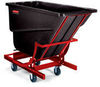 A Picture of product RCP-107443BLA Self-Dumping Hopper with four 6" dia (15.2 cm) Polyolefin Casters. Black Color.