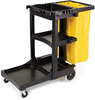 A Picture of product 982-298 Rubbermaid® Commercial Multi-Shelf Cleaning Cart, Three-Shelf, 20w x 45d x 38-1/4h, Black