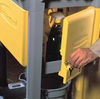 A Picture of product 966-816 Rubbermaid® Commercial Locking Cabinet, For Rubbermaid Commercial Cleaning Carts, Yellow