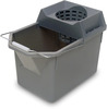 A Picture of product 970-368 Pail and Mop Strainer Combination.  15 Quart Bucket.  17" x 10-1/2" x 12".  Strainer wrings up to a 10 oz. mop.. Gray Color.