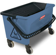Rubbermaid Finish Bucket. Blue. Fits #6173 Janitor Cart and accommodate mops up to 18" in length. 14.7" L x 26.2" W x 16.2" H.