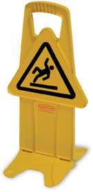 Stable Safety Sign with International Wet Floor Symbol. Yellow Color.