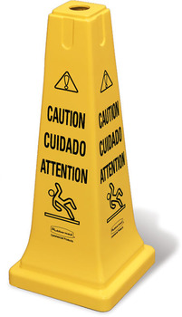 Safety Cone 25 3/4" (65.4 cm) with Multi-Lingual "Caution" Imprint. Yellow Color.