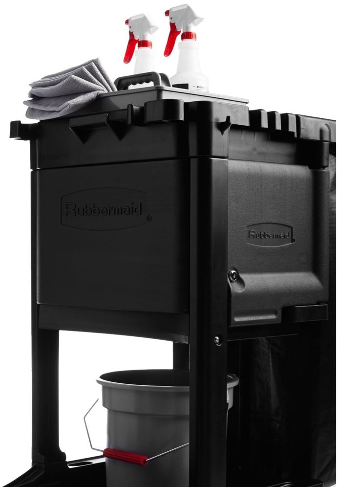 Microfiber & More Janitor Cart w/Locking Cabinet