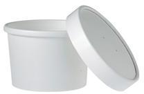 FOOD CONTAINER 8 OZ WHITE COMBO. DOUBLE SIDED POLY USE W/HOT OR COLD VENTED LID.