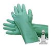 A Picture of product 280-334 Gloves. Nitrile, Flock Lined, Green Color, 15 Mil Thickness, Medium Size.  1 Pair/Bag, 12 Dozen/Case, 144 Pairs/Case.